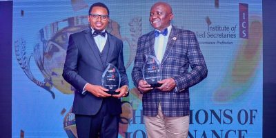 Athi Water Works Development Agency's Boar Chairman Mr. Charles Karondo with CEO Eng. Joseph Kamau
