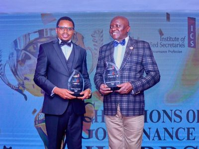 Athi Water Works Development Agency's Boar Chairman Mr. Charles Karondo with CEO Eng. Joseph Kamau