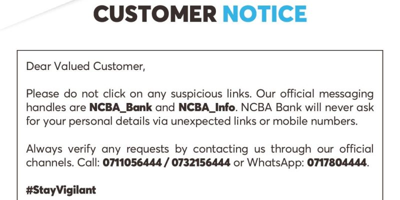 Fraud Alert:  NCBA Warns of Banking Scammers